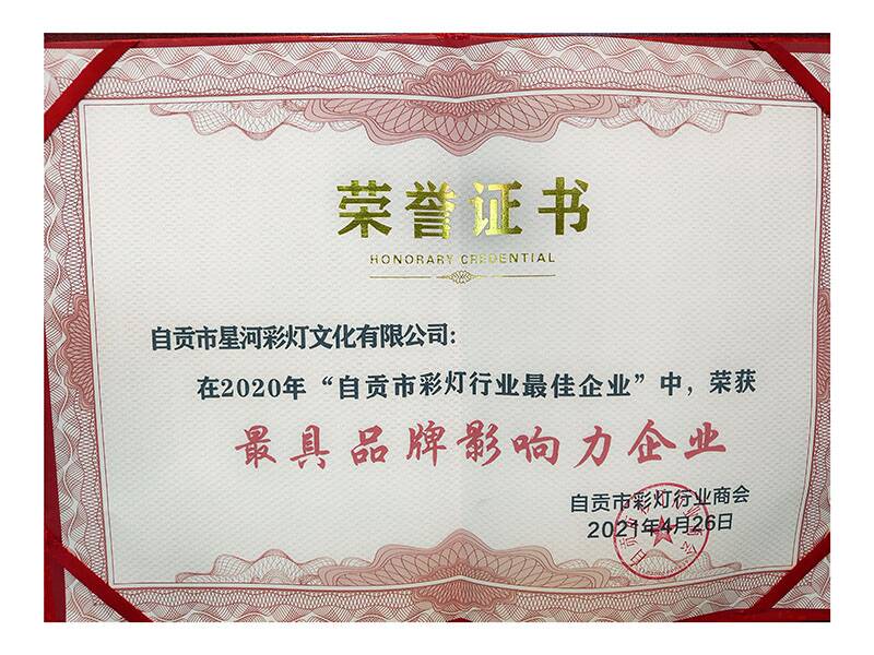 2020年“自貢市彩燈行業(yè)最佳企業(yè)中“最